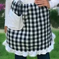 thumbnail image 5 of 2 Checkered Aprons, Handmade Checkered Apron with Pocket, Half Waist, Green and Black, 5 of 5