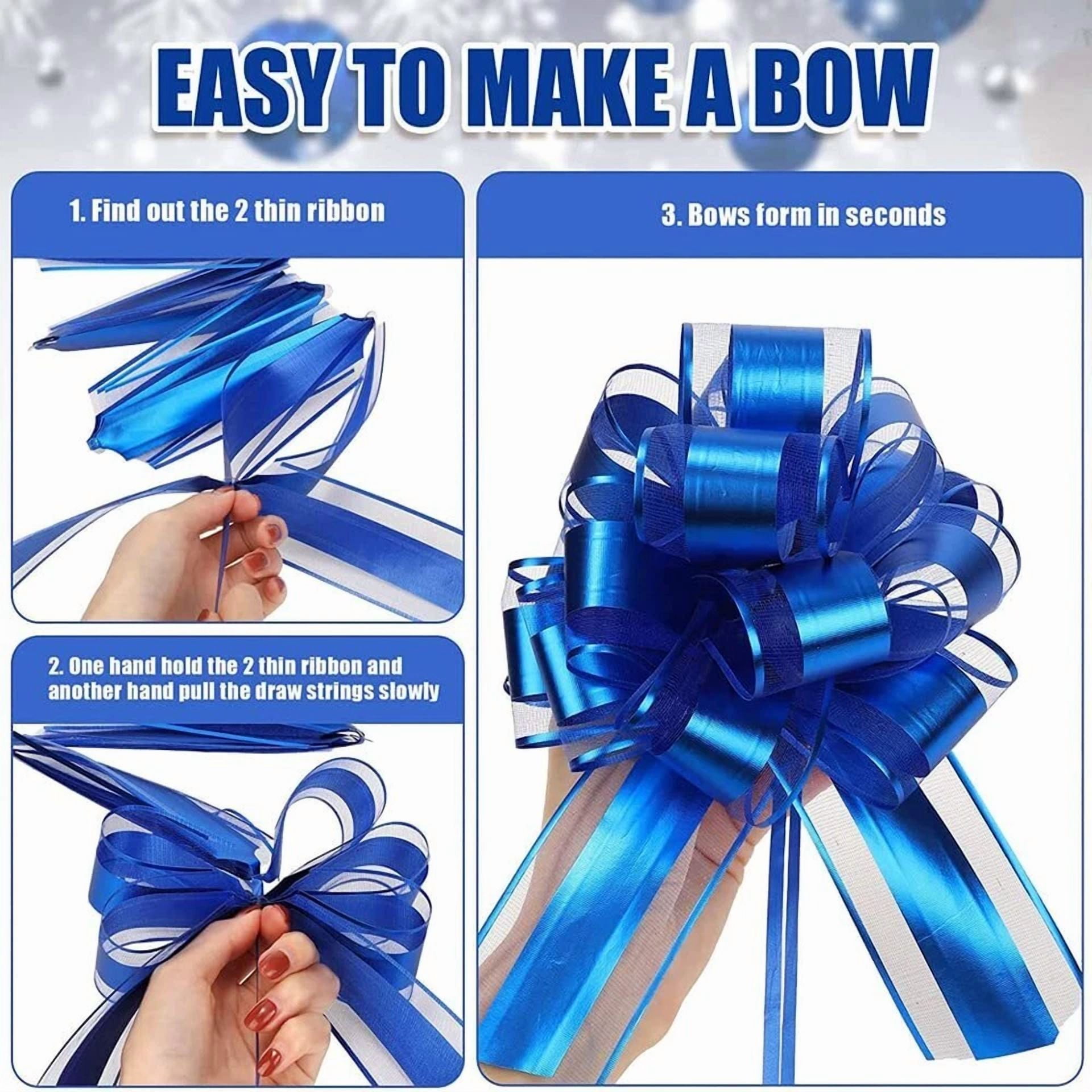 KNACK - 20Pcs Large Pull Bow Gift Wrapping Bows,Wedding Gift Blue Ribbon Bow,Party Decor