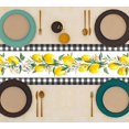 thumbnail image 3 of Linen Black and White Buffalo Check Plaid Lemom Table Runner Farmhouse Spring Summer Lemon Party Decorations and Supplies for Home 13.8x71 Inch, 3 of 4