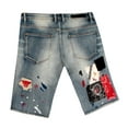 thumbnail image 7 of Embellish NYC Men's Wilder Rip & Repair Patchwork Distressed Skinny Denim Shorts (34, Indigo Blue), 7 of 7