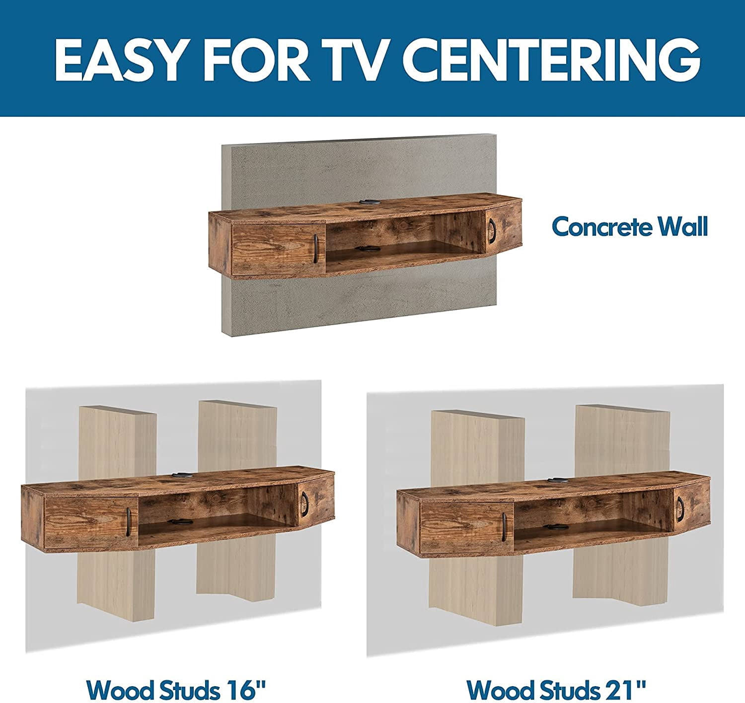FITUEYES Floating TV Stand, Wall Mounted TV Shlef, Entertainment Center Console Stand with Storage Cabinets for Living Room Bedroom
