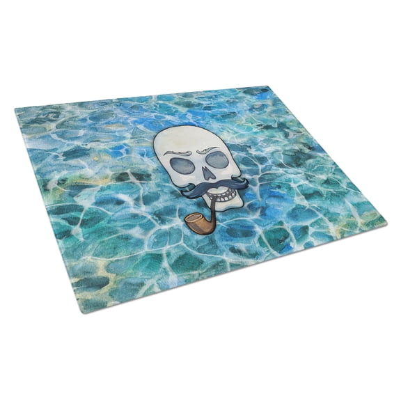 Skeleton Skull Pirate Glass Cutting Board Large