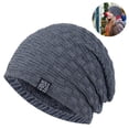 thumbnail image 1 of 1 gorro para hombre, cálido, de invierno, tejido holgado, grueso, con forma de calavera, 1 of 8