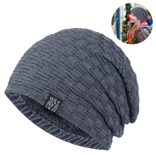 1 gorro para hombre, cálido, de invierno, tejido holgado, grueso, con forma de calavera