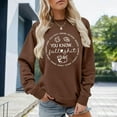 thumbnail image 2 of Women Long Sleeve Sweatshrts 2025 Fall Novelty Print Crewneck Tunic Tops Trendy Casual Comfy Relaxed Fit Pullover Blouses Brown XXL, 2 of 4