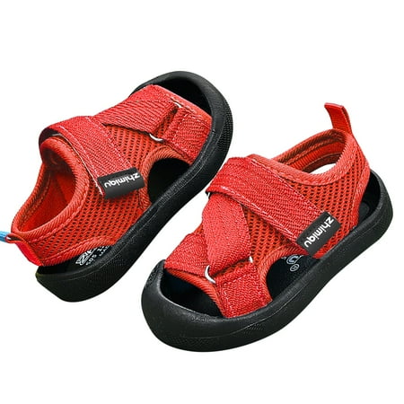 

HaiMao Baby Boys Girls Sports Sandals Clearance Lightweight Anti-Slip Rubber Sole Beach Aquatic Water Shoes Summer Toddler First Walking Shoe Red 1 Years