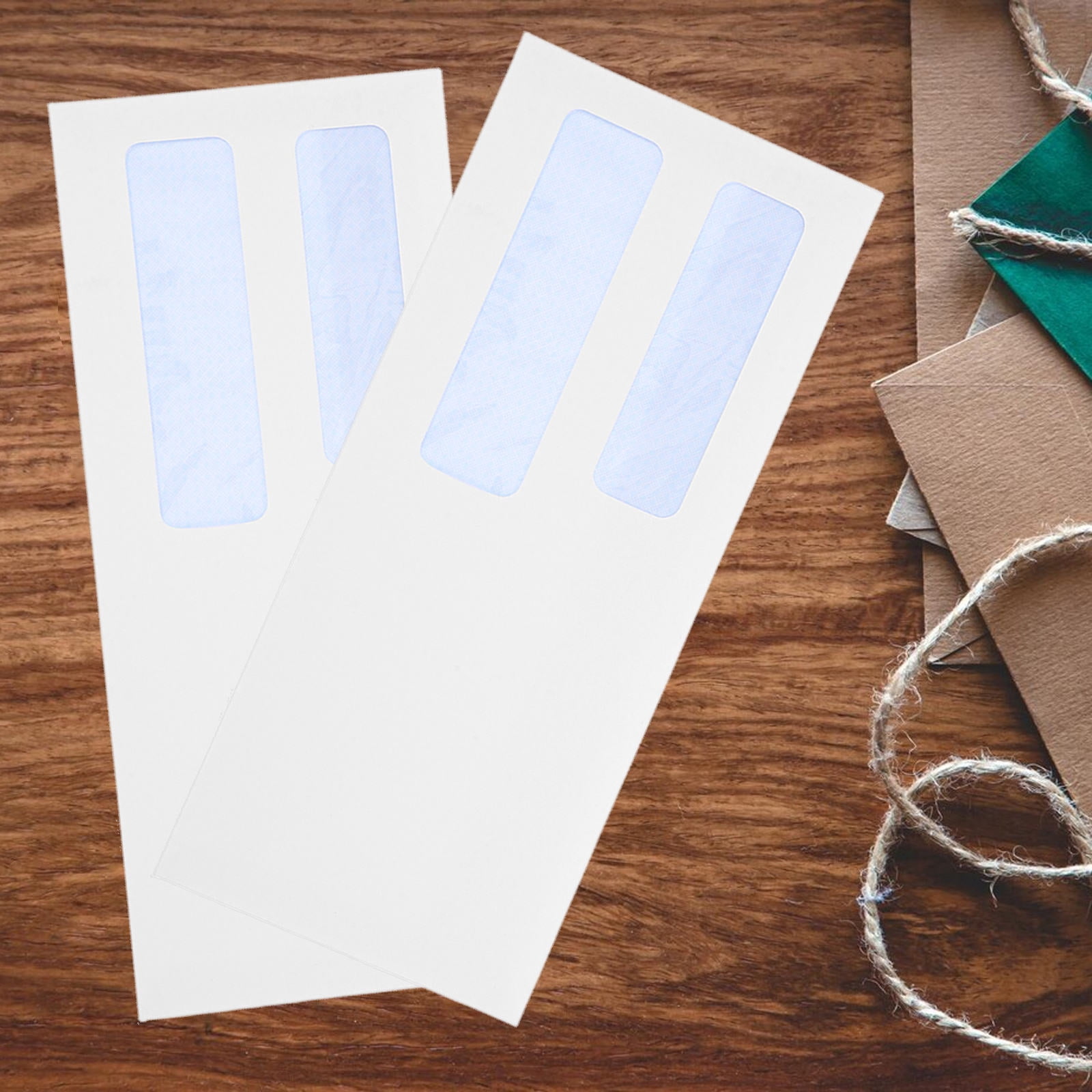 Mobestech 100Pcs Secure Business Envelopes White Double Window Mailers for Invoice Mailing