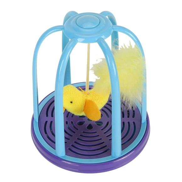 Bird Cage Cat Toy, Interactive Cat Bird Cage Squeaky Toy Electronic Colorful Bird Cat Toy For Kitten Cats Pets