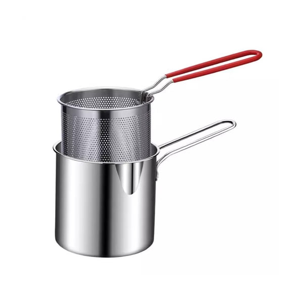 Yesbay Tempura Fryer Pan with Strainer Basket Stainless Steel Kitchen Fryer for Frying Chicken Porridge And Soup
