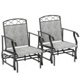 thumbnail image 1 of Outsunny Ensemble de 2 Chaises à Bascule d'Extérieur, Chaise Balançoire de Patio en Maille, Gris, 1 of 10