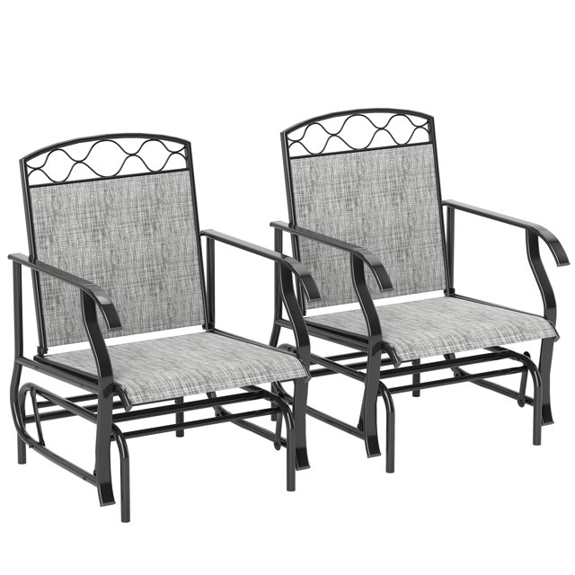 Outsunny Ensemble de 2 Chaises à Bascule d'Extérieur, Chaise Balançoire de Patio en Maille, Gris