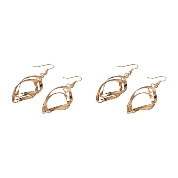 Jumpingount 1 par de pendientes colgantes para diario, joyería femenina de doble capa, suministro a juego de ropa a la moda, gota de oreja de aleación Oro 2piezas Jumpingount CBP372219