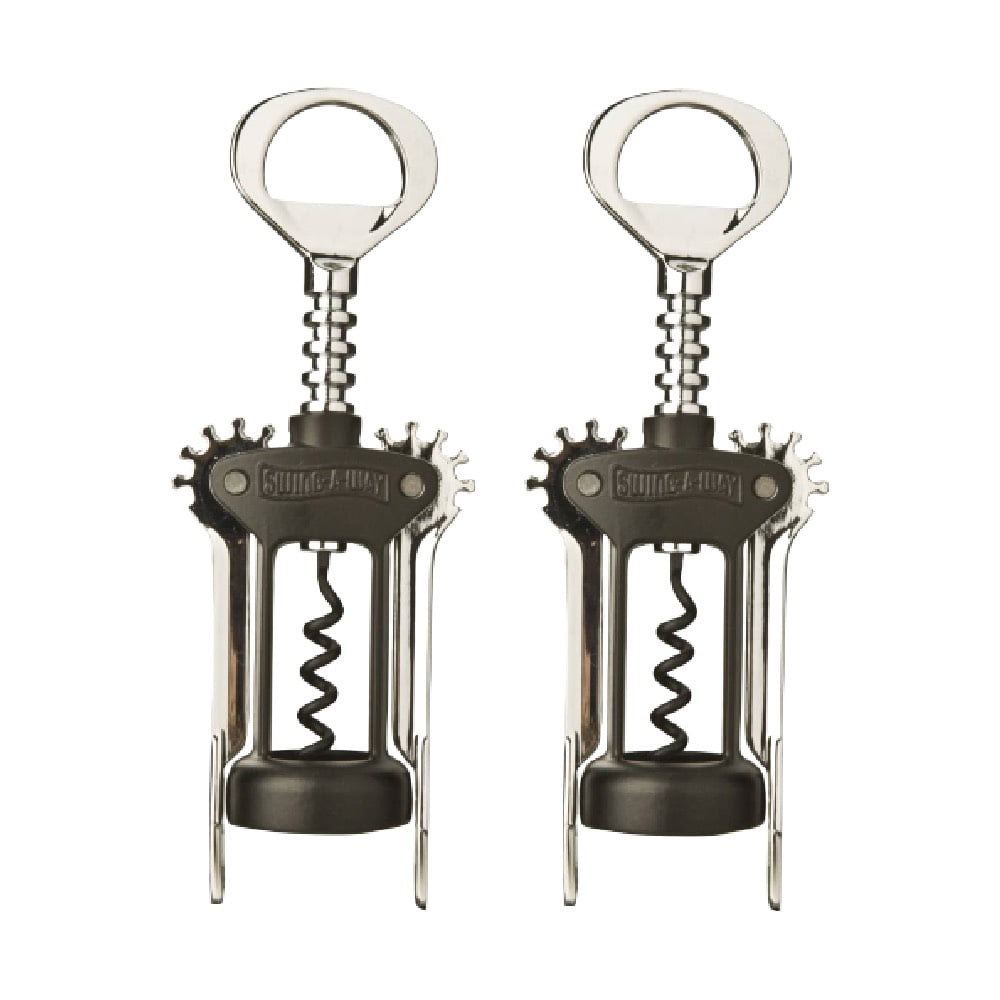 SwingAWay Wing Corkscrew Spiral Wine Bottle Opener 757BK For Corked Bottles, Black And Steel