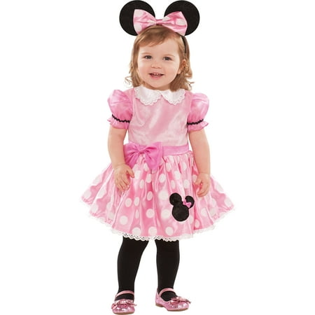 Suit Yourself Pink Minnie Mouse Costume for Babies, Size 6 Months to 12 Months, Includes a Polka Dot Dress and Headband