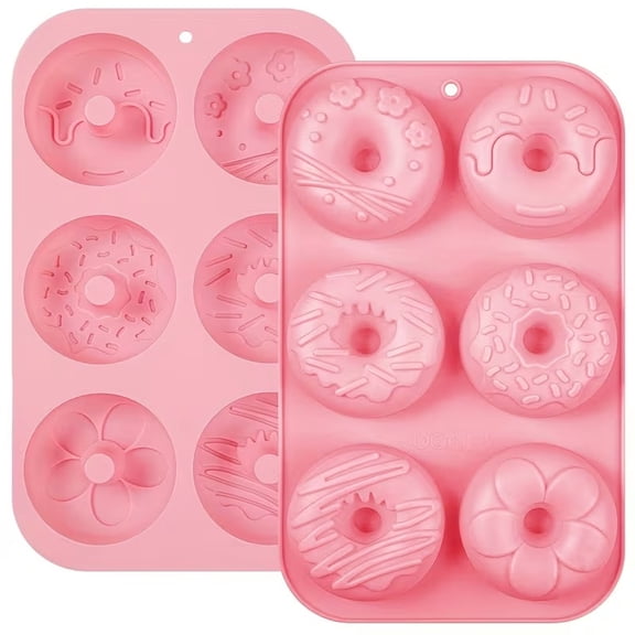 2-Piece Donut and Cake Baking Molds - 6 Cavities, Easy to Clean, Perfect for Valentine's Day, Mother's Day, Thanksgiving | Essential Kitchen Tools for Home and Restaurant Use