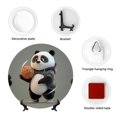 thumbnail image 4 of Zufioo Cartoon Pandas Basketball Print Bone China Decorative Plate, Ceramic Dinner Plate with Stand Ceramic Decoration Homewares-10in, 4 of 6