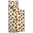thumbnail image 2 of Football Number Beige Pattern Teens Toddler Nap Mat with Pillow, Sleeping Mat Bag for Preschool Daycare 60"x20", 2 of 6
