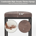 thumbnail image 3 of Nathaniel Home 24 Inch Bar Stools Set of 2, Modern PU Leather Metal Barstool, Backless Kitchen Dining Cafe Stool, Upholstered Bar Stool with Footrest, Dark Brown, 3 of 7