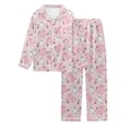 thumbnail image 3 of Kiijoy Girls Easter Outfit Rabbit Print Long Sleeve Button Shirt Pants Loungewear Set, Sizes 8-9, 3 of 3