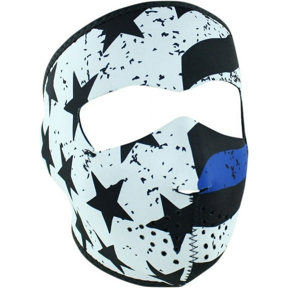 Zan Headgear WNFM119, Full Face Neoprene Face Mask, Ski Mask, Reverses to Black - Thin Blue Line Police Memorial