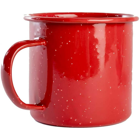 Enamel Mug- Outdoor Camping Mugs - Ideal For Early Morning Coffee Or Cold Beverages- Coffee Mug- 16 Oz (Red)