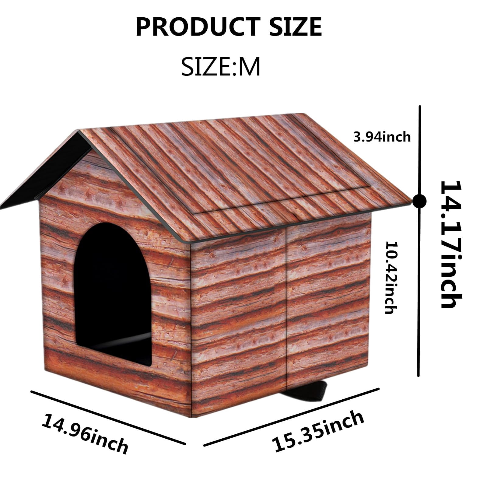 Outdoor Cat House Cat House for Outdoor and Indoor Use - Waterproof Shelter for Cats, Dogs, and Feral Animals (Grey Wood Color, Large)