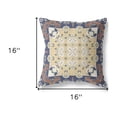 thumbnail image 4 of 16" X 16" Blue Yellow Floral Zippered Suede Throw Pillow, 4 of 5
