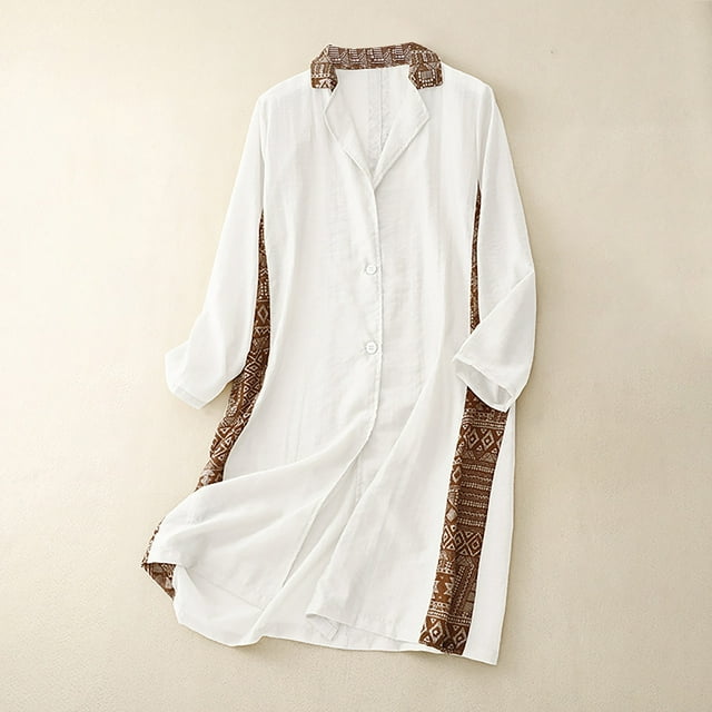EQWLJWE Liquidation d'Été! Cardigan Rétro à Manches Longues pour Femmes Style Bohème Patchwork Imprimé Col à Revers Veste Cardigan