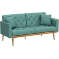 thumbnail image 5 of FFH Convertible Futon Sofa Bed, Velvet Upholstered Sleeper Sofa Loveseat, Mint Green, 5 of 8