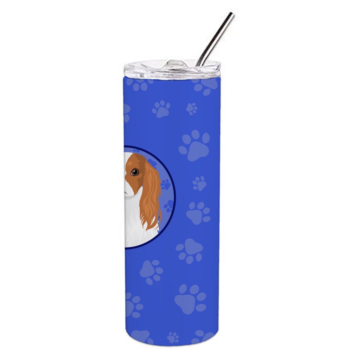 Carolines Treasures WDK1115TBL20 Cavalier King Charles Spaniel Blenheim Design1  Stainless Steel 20 oz Skinny Tumbler