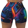 thumbnail image 2 of Naloa Neon City Map Biker Shorts for Women Seamless Scrunch Short Women’s Yoga Shorts for Gym Running Sport Shorts-Small, 2 of 8