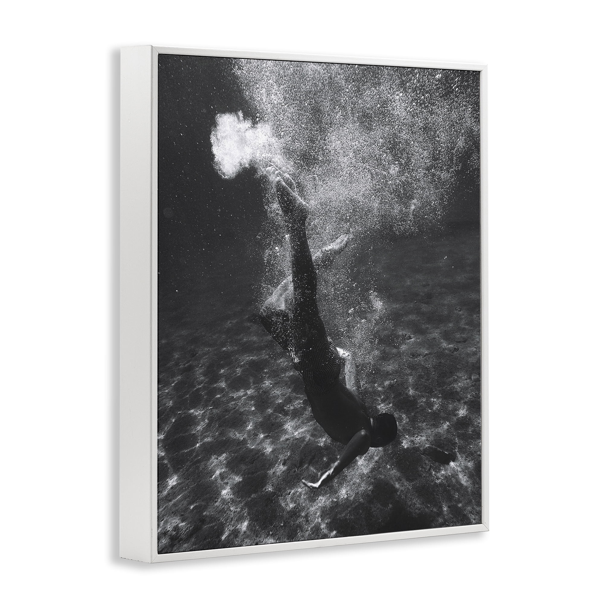 Stupell Industries Deep Ocean Diving Novelty Photography White Framed Art Print Wall Art, 24 x 30