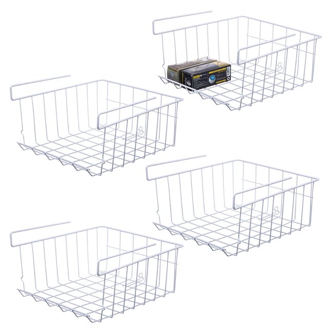 Mimifly Cesta de Almacenamiento Debajo de los Estantes, Contenedores de Almacenamiento para Gabinetes de 12,4 X 11,6 X 6,2 Pulgadas, Paquete de 4, Blanco