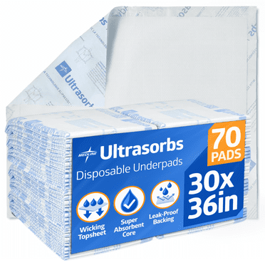 Medline Premium Ultrasorbs Disposable Adult Bed Pads for Incontinence, Furniture, or Pets, Extra Absorbent, 30 x 36in, 70 Count