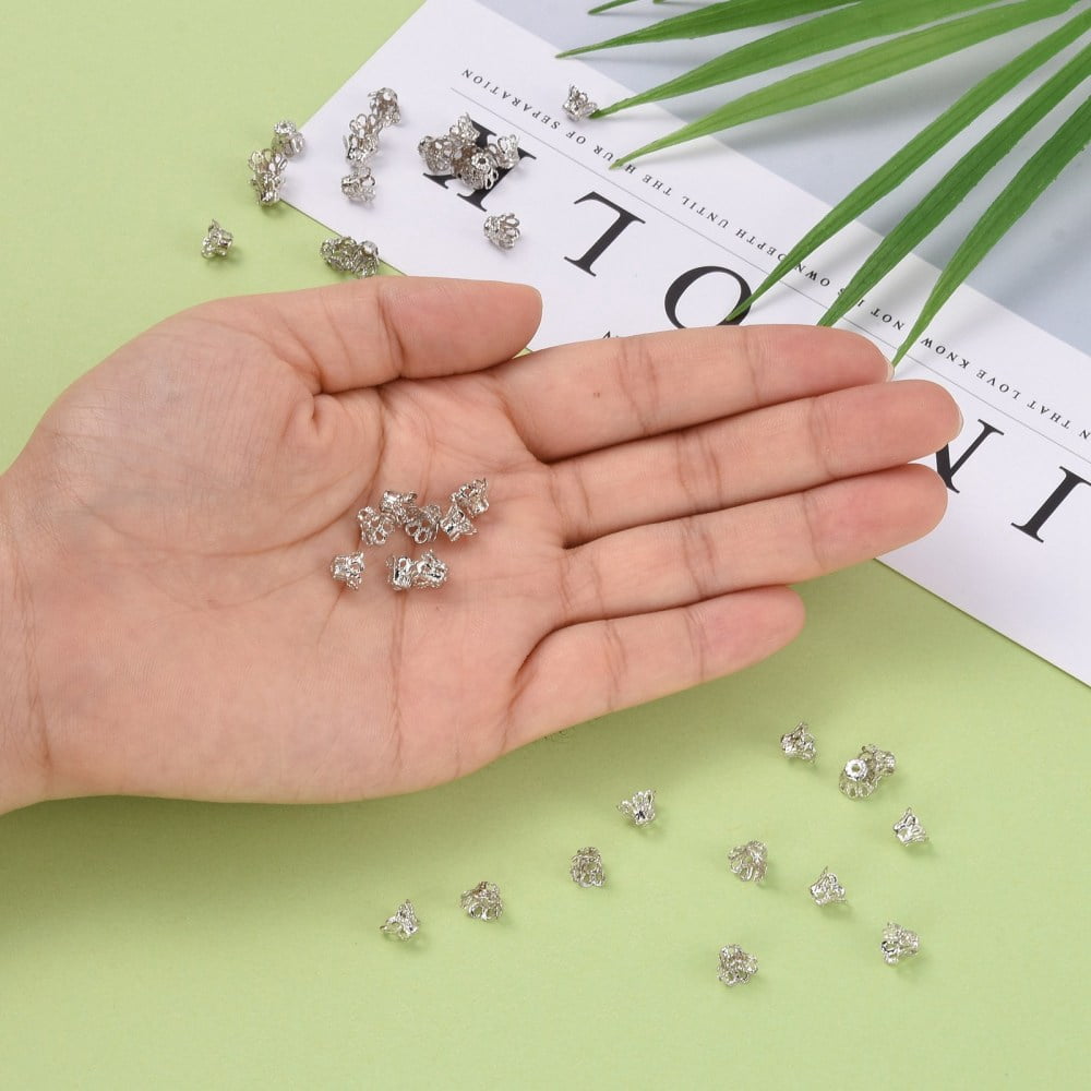 10000 pc Iron Bead Caps Platinum 6x4.5mm Hole: 1mm Inner Diameter: 5mm