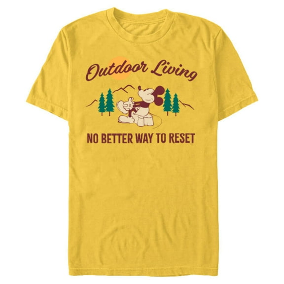 Disney Mickey Mouse Mountain Outdoor Living - Short Sleeve Blended T-Shirt for Adults - Customized-Yellow