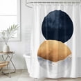 thumbnail image 4 of Yellow Navy Blue Abstract Art Bathroom Shower Curtains with 12 Hooks Polyester Waterproof Shower Curtain for Stalls and Bathtubs Contemporary Luxury Decorative Bathroom Privacy Curtain 72x72 Inches, 4 of 8