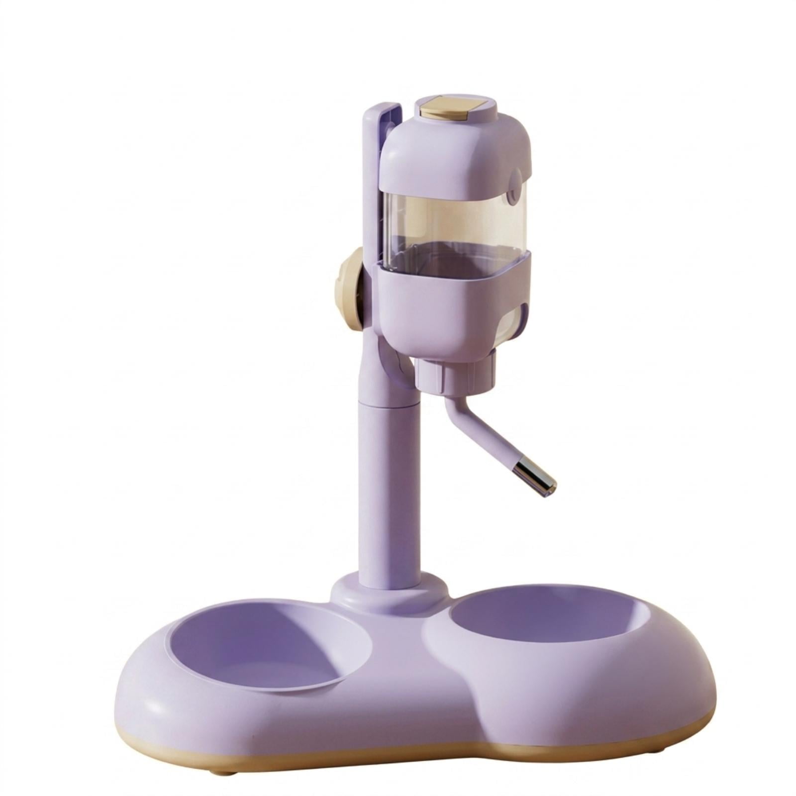 Bvdfgk Elevated Pet Feeder with Water Dispenser Drips-Style Cat Water Dispenser with Purple Double Bowl B