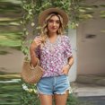 thumbnail image 2 of FJUCHAI Chemises Imprimées pour Femmes Été Décontracté Col Rond Manches Courtes Blouses Mignonnes Florales Tops Amples, 2 of 10