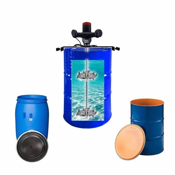 110V Electric 55 Gallon Drum Mixer, Stainless Steel Agitator with Dual Blades for 200L Open Head drum, for 1-2000 CP Material Viscosity