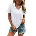 thumbnail image 4 of Women's V Neck T Shirts Casual Short Sleeve Summer Basic Tops Tees, 4 of 5