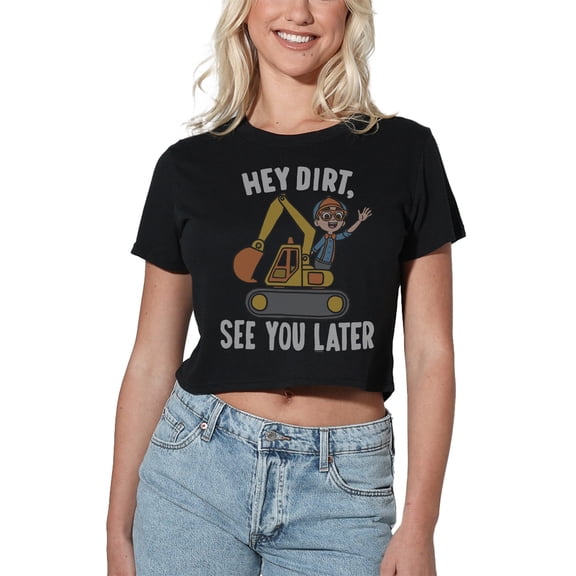 Blippi Hey Dirt, See You Later Women's Crop Top T-Shirt, Black, Medium