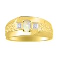 thumbnail image 1 of RYLOS Men's Rings 14K Yellow Gold Classic Nugget 6X4MM Oval Gemstone & Diamond Ring Opal October Birthstone Rings Size 8, 1 of 7