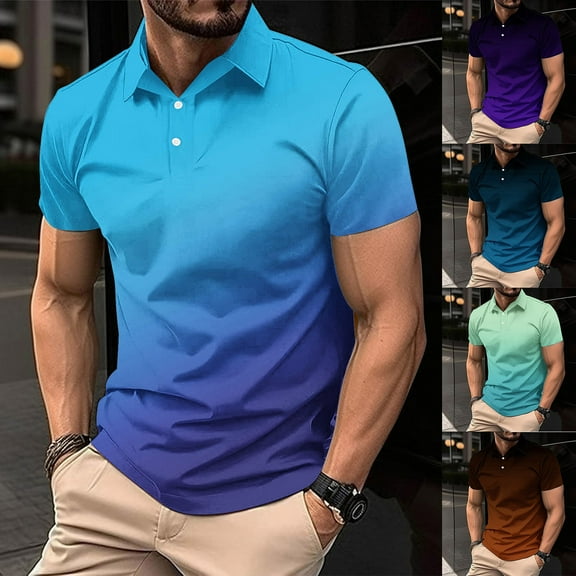 BinBiL Tie-Dye Patterns Men's Golf Shirt Casual Short Sleeve Moisture-Wicking Golf Golf Shirt Purple 10(XL)