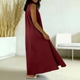 thumbnail image 5 of Laqbezok Women's Sleeveless Maxi Dress, Casual Collared V-Neck Long Gown, Relaxed Fit Side Slit Summer Dress with Pockets, 5 of 8
