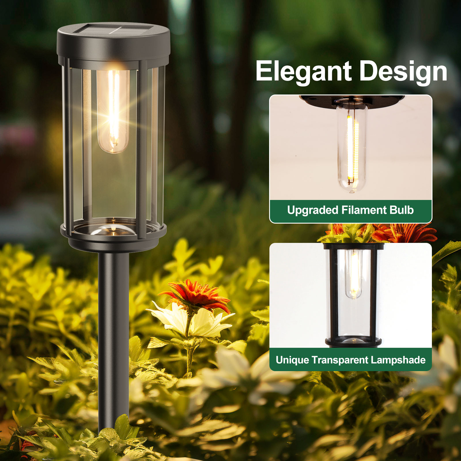 [10 Pack] Solar Lights Outdoor Waterproof for Garden Walkway Pathway Lawn Yard Decorative Modern Landscape Lighting. (Warm White, 10)