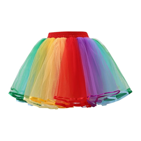 Dpytoraw Womens Rainbow Tutu Skirt Layered Skirt Girls Colorful Halloween Tutu Women’s Plaid Pleated School Skirt Red
