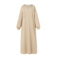 thumbnail image 4 of Women's Long Sleeve Hooded Dress - Drawstring, V Neck, Loose Fit - Spring Autumn Casual Wear, 4 of 5