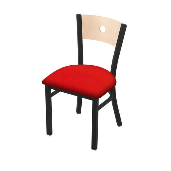 Holland Bar Stool 630 Voltaire 18" Chair with Black Wrinkle Finish, Natural Back, and Canter Red Seat