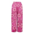 thumbnail image 7 of High Waisted Petite Wide Leg Palazzo Pants, Boho Beach Vacation Casual, Polyester Spandex, Pink 3XL, Size S-3XL, 7 of 7
